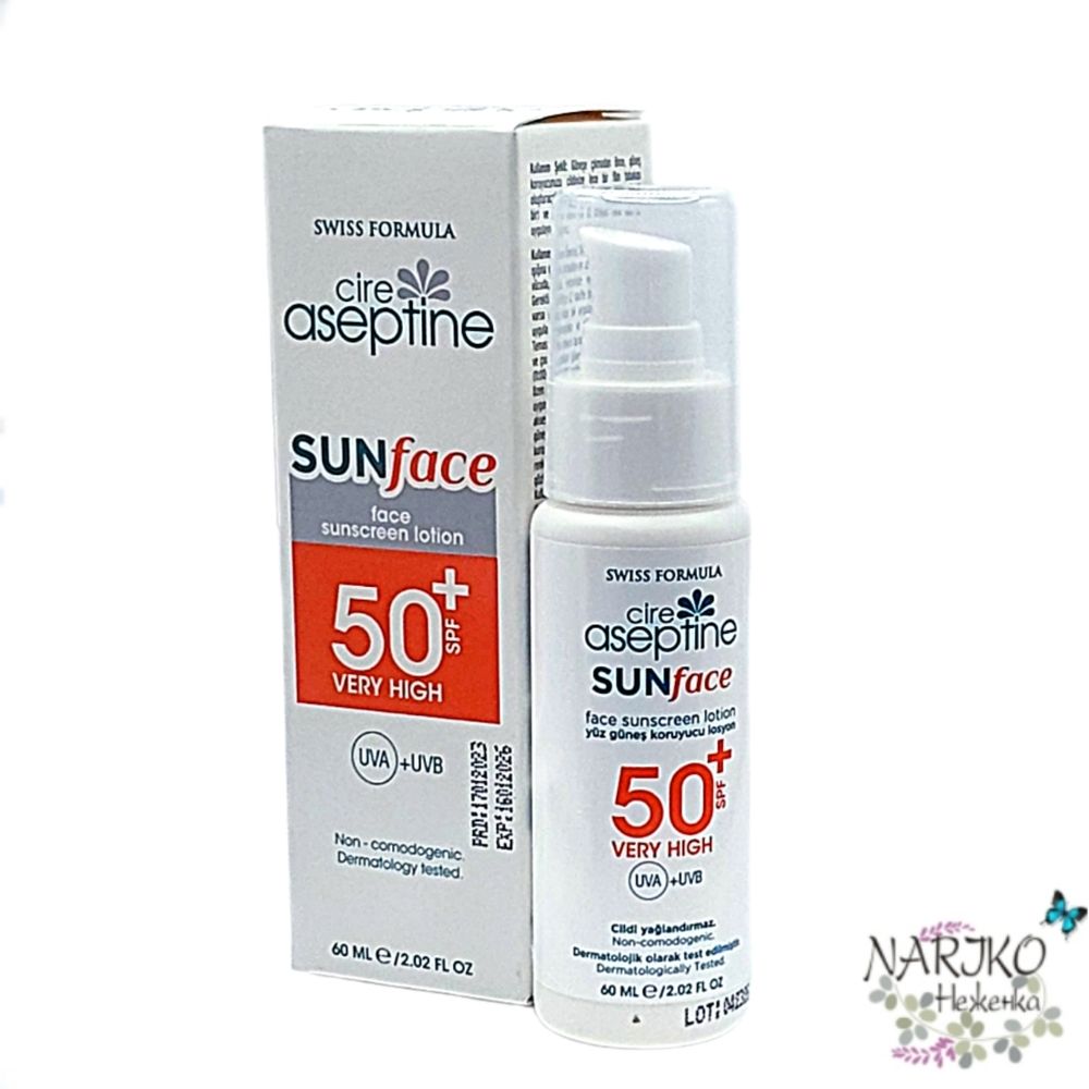 Лосьон для лица солнцезащитный CIRE ASEPTIN Face Sunscreen Lotion SPF50, 60 мл.