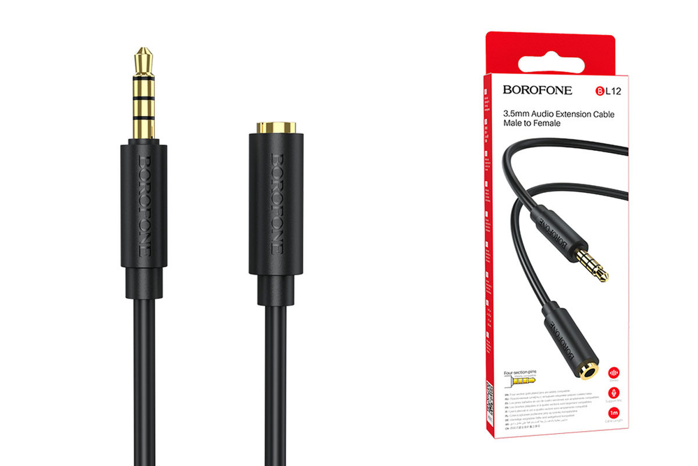 Кабель аудио BOROFONE BL12 jack 3.5mm на гнездо 3.5mm удлинитель 2 метра