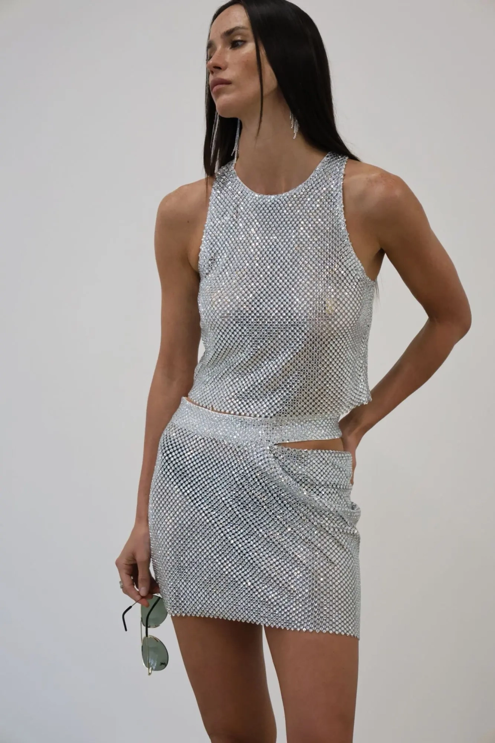 Стразовая юбка Glass Mini Skirt