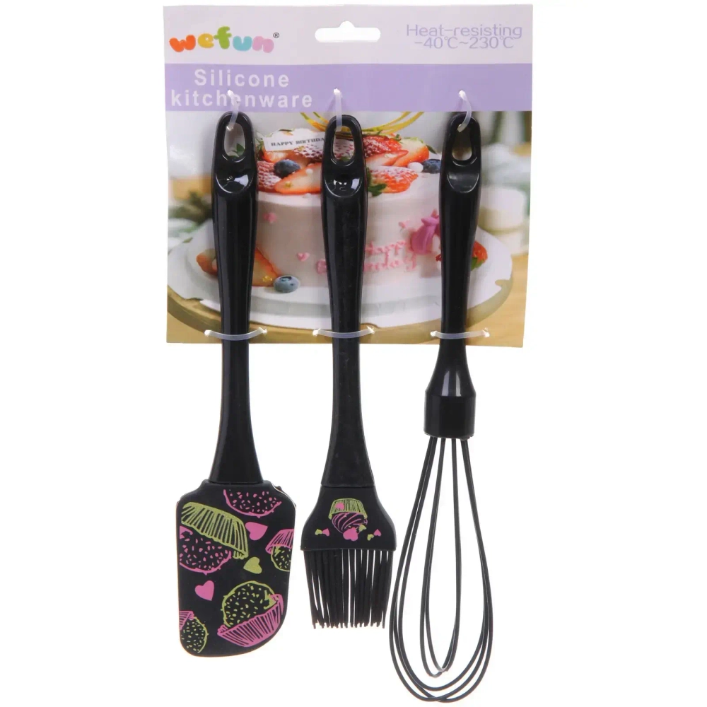 Набор кулинарный (лопатка 24*5,3см+кисточка 22,2*4см+венчик 25,5*5см) «Cupcake time»