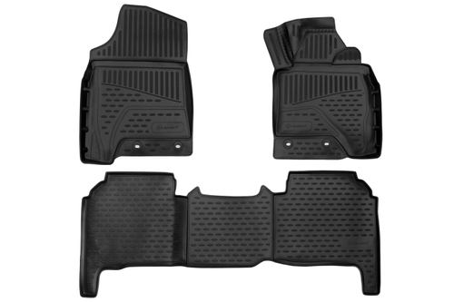 Коврики 3D в салон для TOYOTA Land Cruiser 200 рест. 2012-н.в., правый руль, 3шт. (черный, полиуретан)  AFM3DA0N025210K