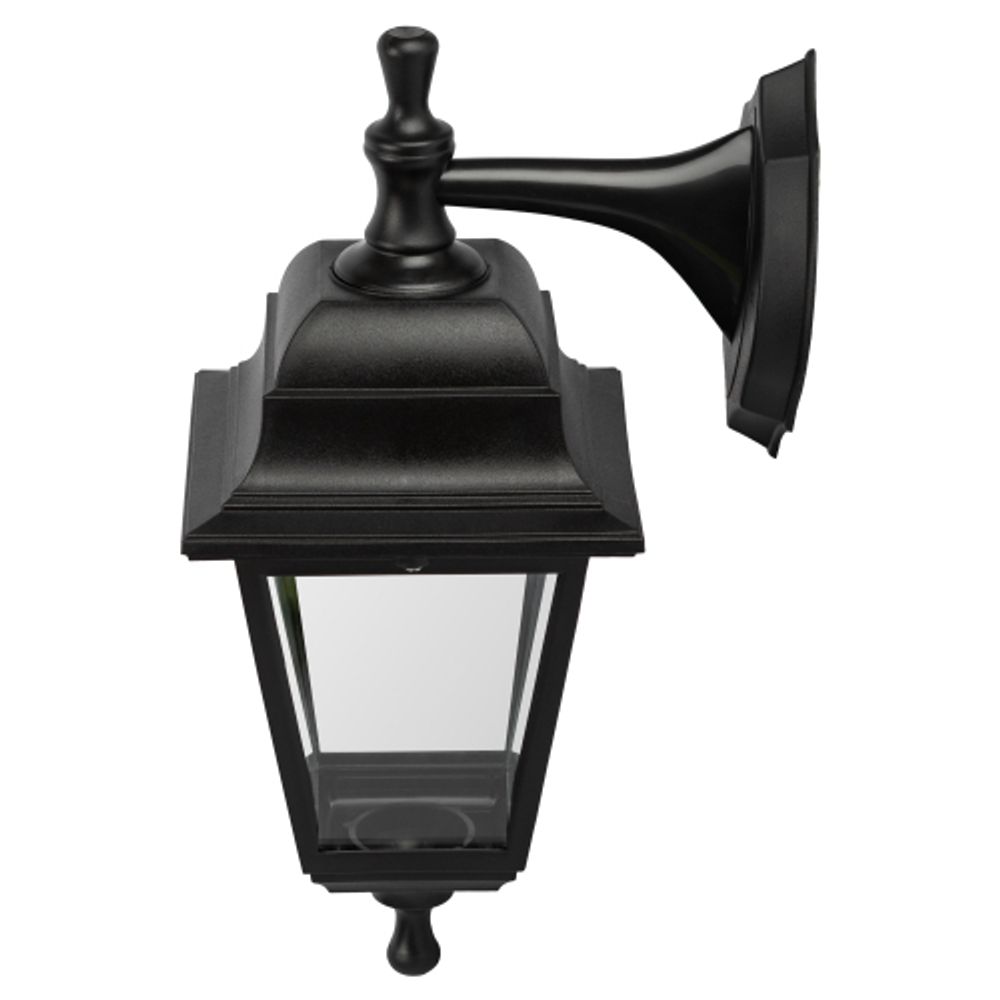 Садово-парковый светильник ЭРА НБУ 04-60-001 черный 4 гранный настенный IP44 Е27 max60Вт | Садово-парковые светильники