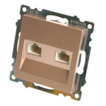 Розетка компьютерная 2-местная RJ-45 (механизм) STEKKER GLS00-7109-02, серия Катрин, шампань 50004