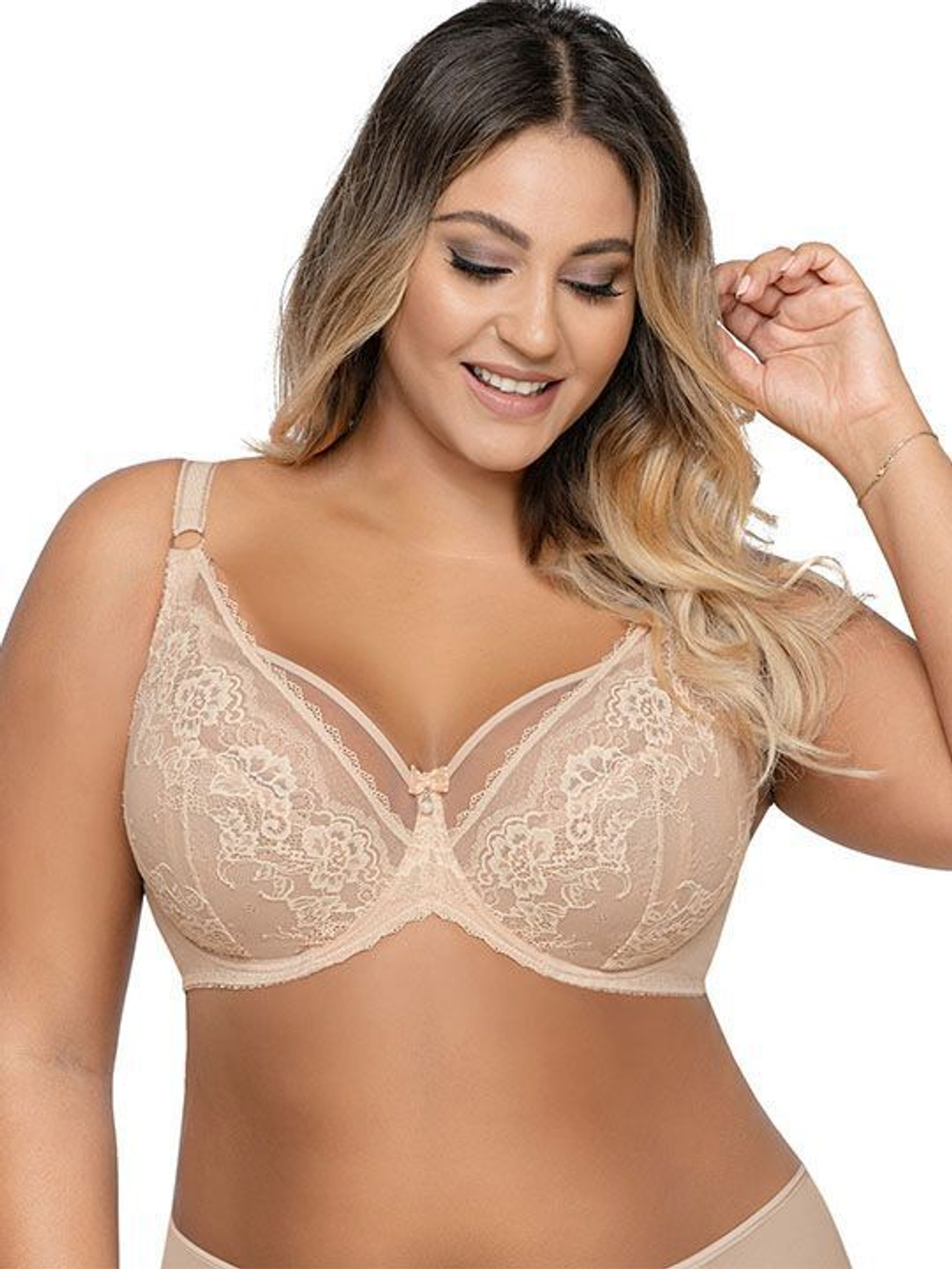 Соблазнительный бюстгальтер с мягкой чашкой и декоративными бретелями (Размер: 70F) (Цвет: черный)