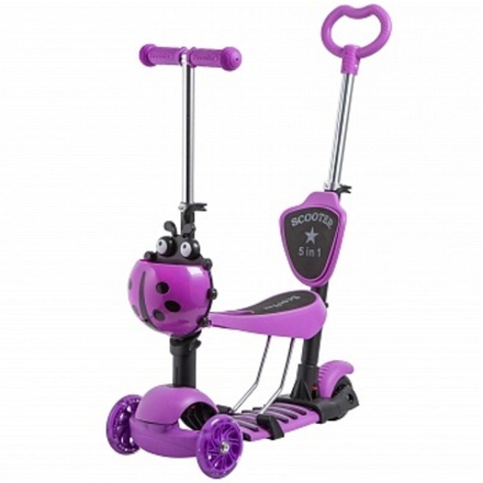 Самокат Novatrack Disco-kids Saddle PRO для детей, трансформер, свет.колеса PU 120*90мм