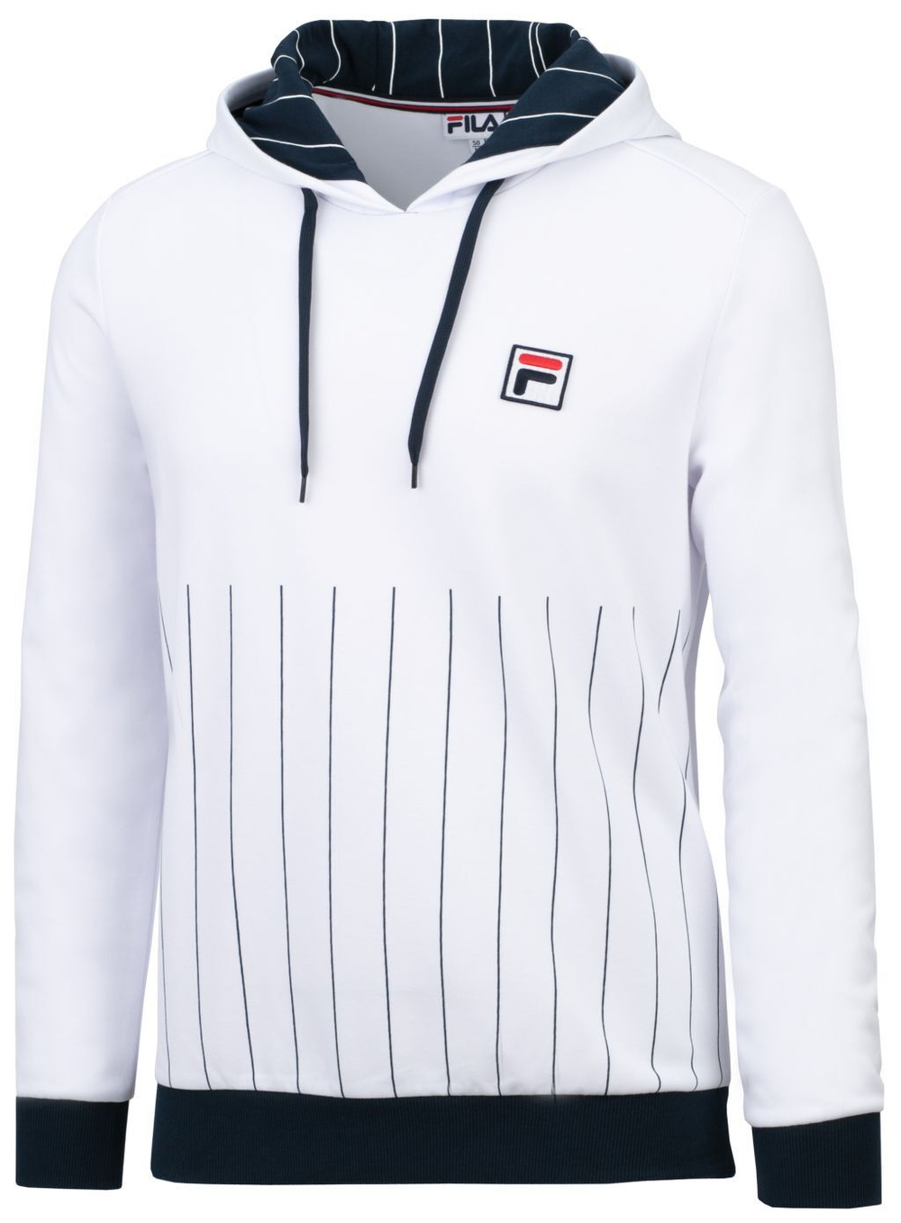 Мужская теннисная кофта Fila Hoody Misha - white/peacoat blue stripes