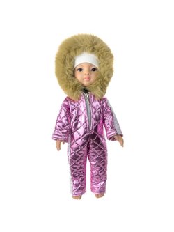 Комбинезон зимний розовый и шапка для кукол Paola Reina 32 см (994)