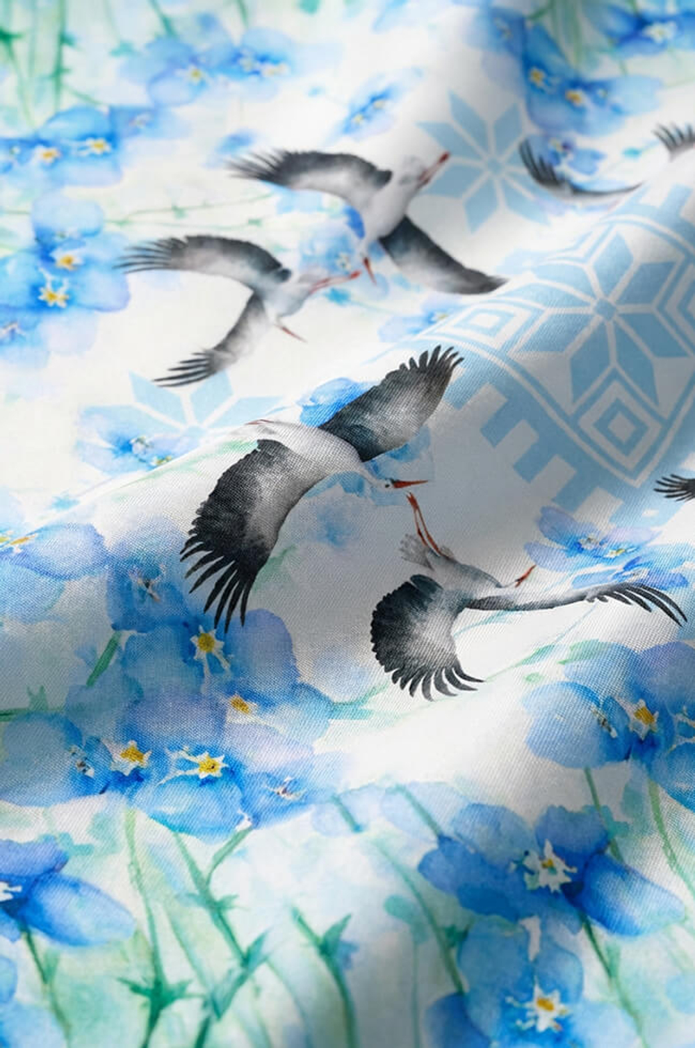 8455 Платок женский (голубой принт)