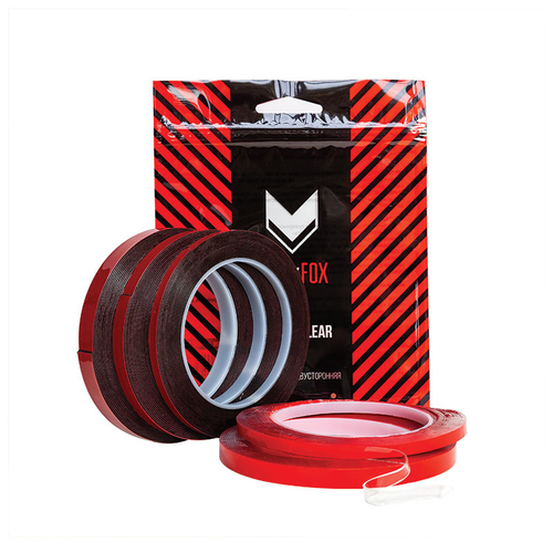 69750 BlackFox 2-х сторонняя пенакриловая лента EXTRA, 1,0мм, прозрачная, 6мм х 5м зип пакет