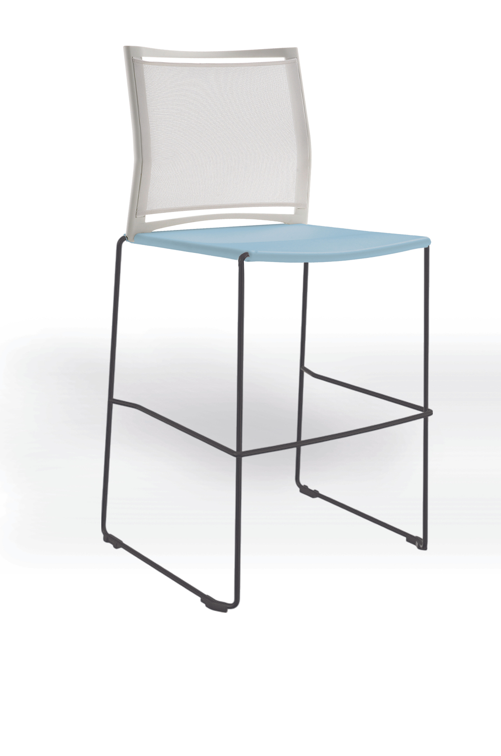 Web стул на полозьях кухонный/барный со спинкой-сеткой