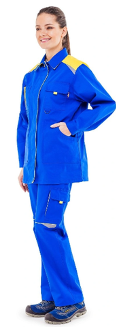 Костюм рабочий женский летний "Алатау" цвет васильковый/желтый