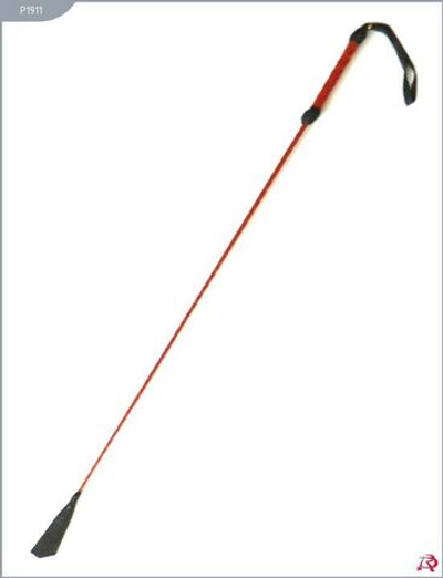 Длинный плетеный стек с красной лаковой ручкой - 85 см.