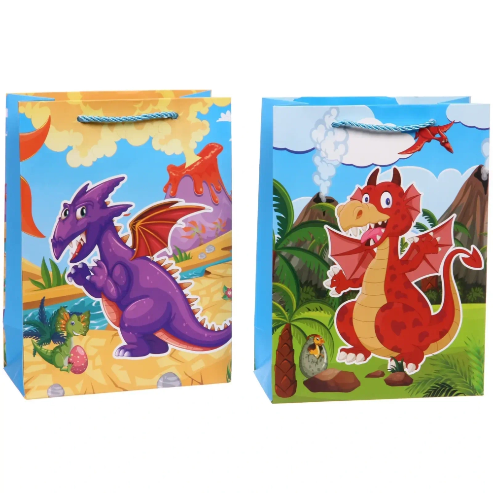 Пакет подарочный «Динозаврик» 18*24*8,5 см, микс