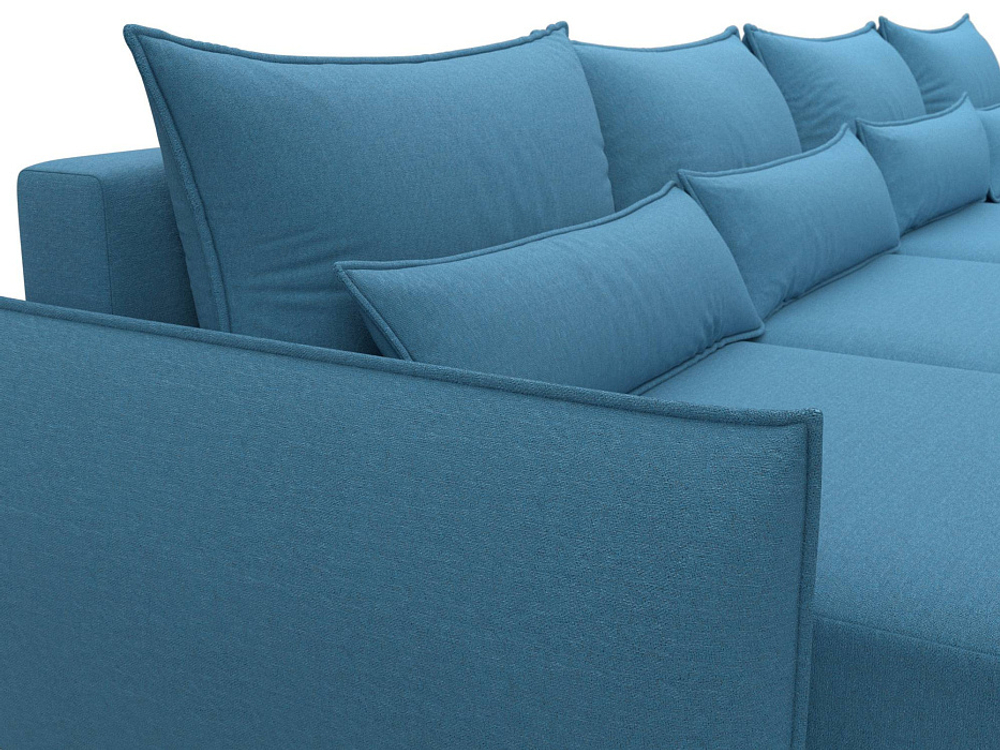 Диван П-образный Лига-051 НПБ Лонг РОГОЖКА Амур 10 голубой