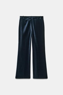 ZARA РАСКЛЕШЕННЫЕ БАРХАТНЫЕ БРЮКИ ZW LIMITED EDITION, СИНИЙ