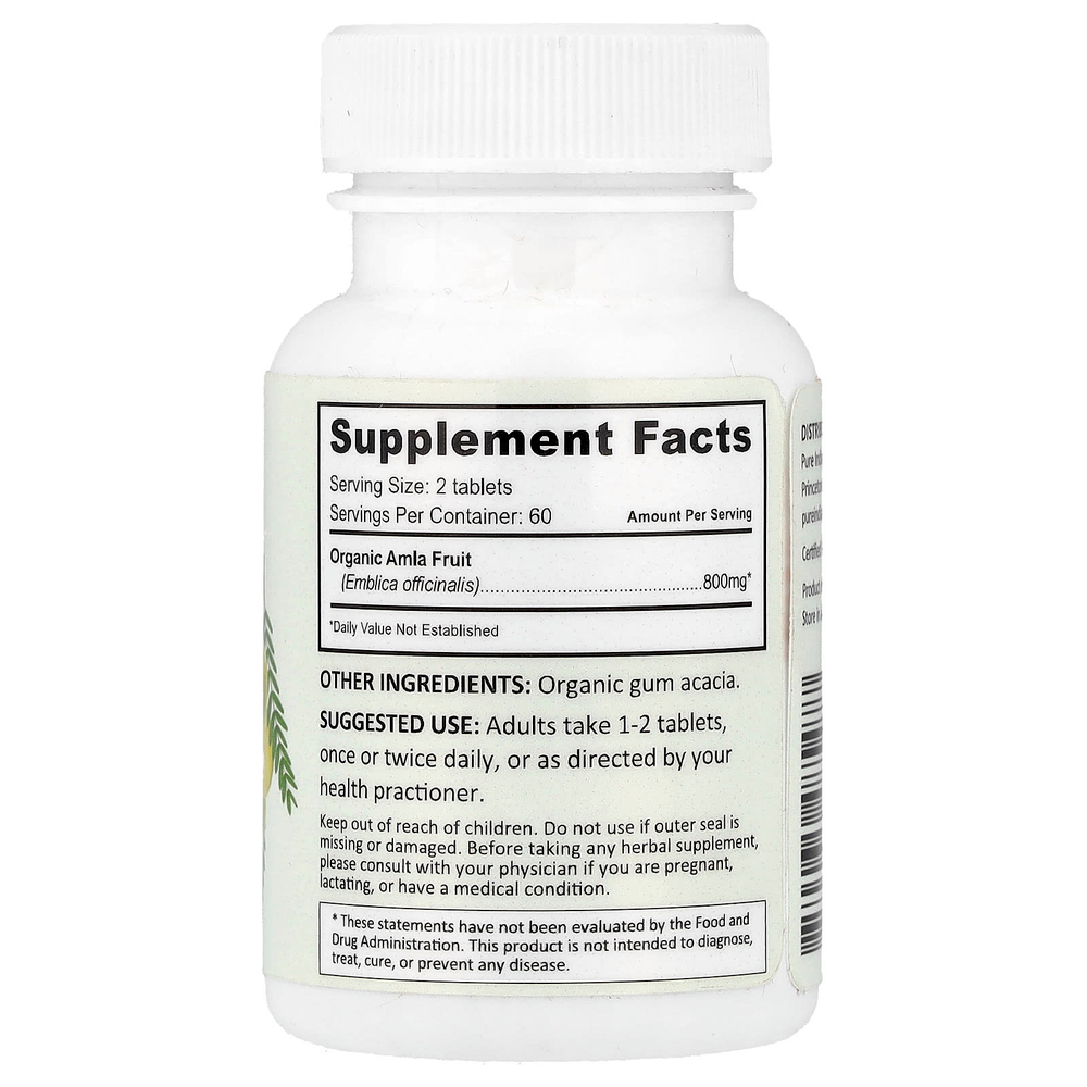 Pure Indian Foods, органическая амла в таблетках, 120 таблеток (400 мг в 1 таблетке)