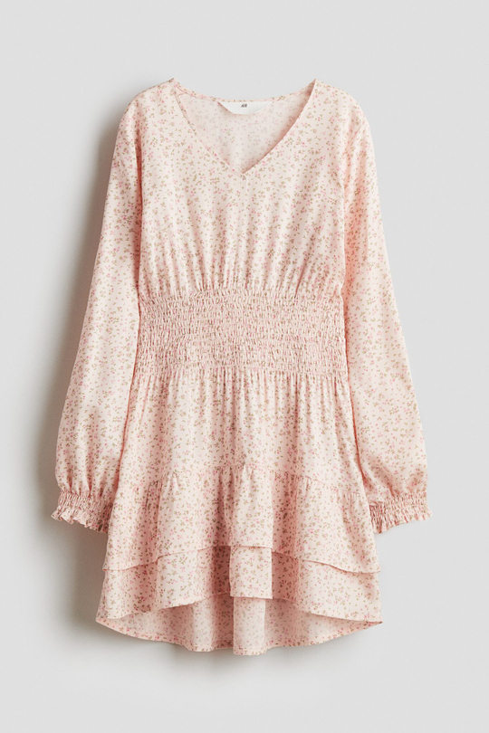 H&M Платье с плиссированными деталями, розовый