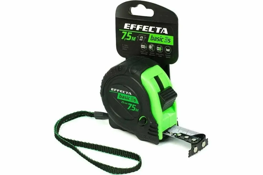 Рулетка с магнитом EFFECTA Basic 3S 7,5м / 25 мм, 3 стопа