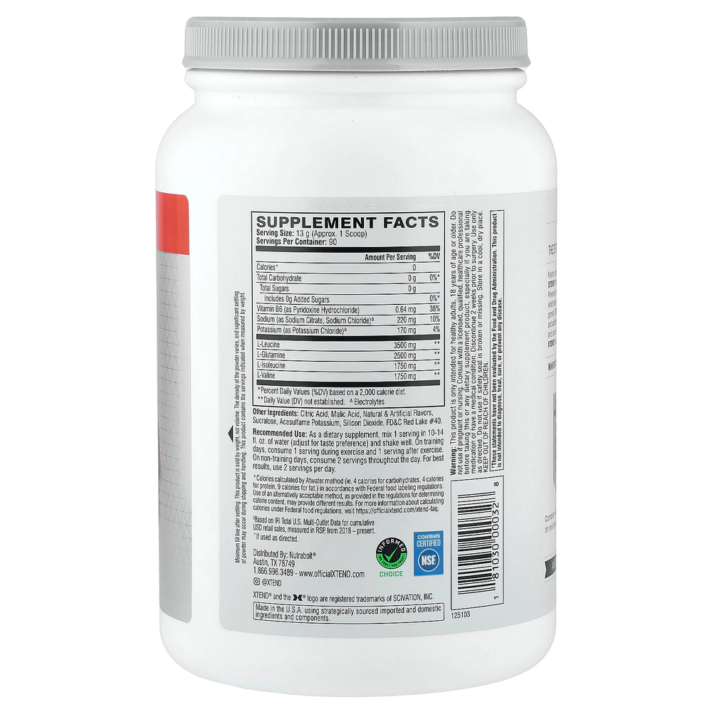 XTEND, 7 г BCAA, со вкусом клубники и киви, 1,17 кг (2,58 фунта)