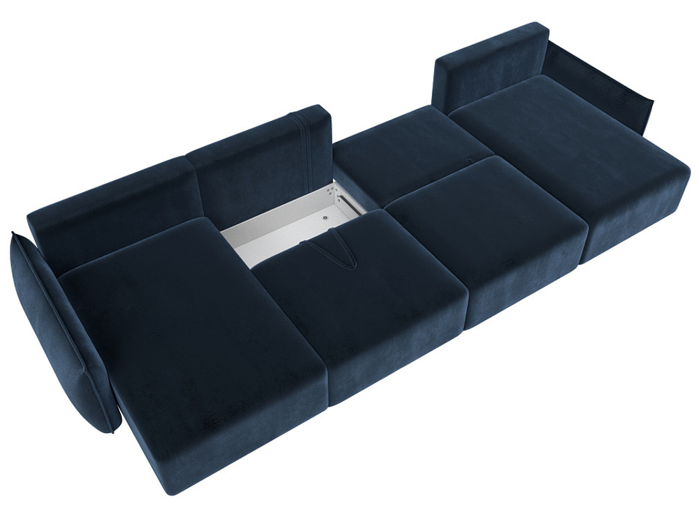 Диван П-образный Лига-051 НПБ Лонг ВЕЛЮР TOWER 13 синий