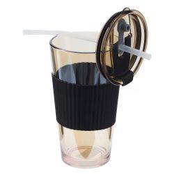 GAEM Стакан с трубочкой, 490 мл, L8,5 W8,5 H14,5 см, 2в.