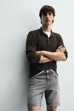 ZARA ДЖИНСОВЫЕ ШОРТЫ REGULAR FIT, СЕРЫЙ