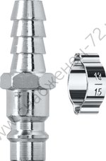 KRAFTOOL штуцер ″елочка″, 10 мм - рапид штуцер, с хомутом, переходник (06597-10)
