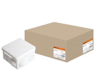 Распаячная коробка с крышкой ОП 80х80х50мм, IP54, 7вх TDM SQ1401-0112 - 1 шт