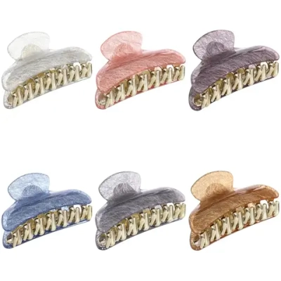 Заколка-краб для волос « ЭЙФОРИЯ», мали, микс 6 цветов, 7см (блистер Кокетка)