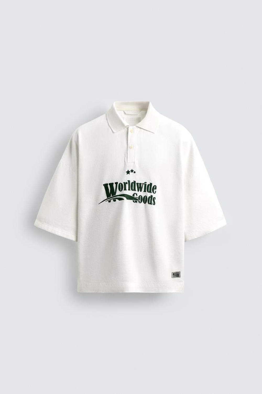 ZARA ПОЛО С ВЫШИВКОЙ СВОБОДНОГО КРОЯ, БЕЛЫЙ