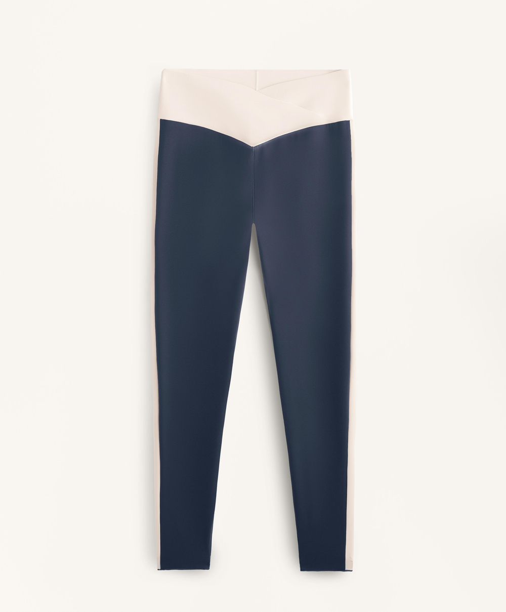 OYSHO Легинсы Perfect-adapt длиной до щиколотки с высокой посадкой и V-образным вырезом на талии, темно-синий