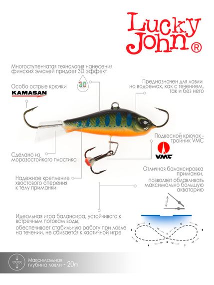 Балансир Lucky John BALTIC 6 с тр. 60мм/103 блистер