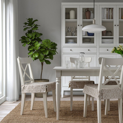 IKEA DVÄRGDUNÖRT  (ИКЕА ДВÄРГДУНÖРТ)  -  Подушка для стула, бежевый/белый, 42/35x42x4 см