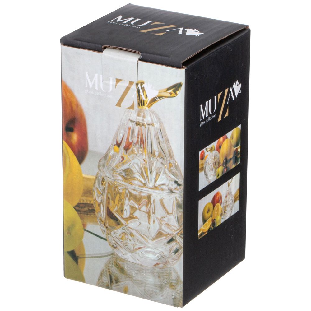 БЛЮДО ДЛЯ ДЕСЕРТА С КРЫШКОЙ "ГРУША" 75 МЛ. 7*7 СМ. В=12 СМ. КОЛЛЕКЦИЯ "MUZA" (КОР=36ШТ.)