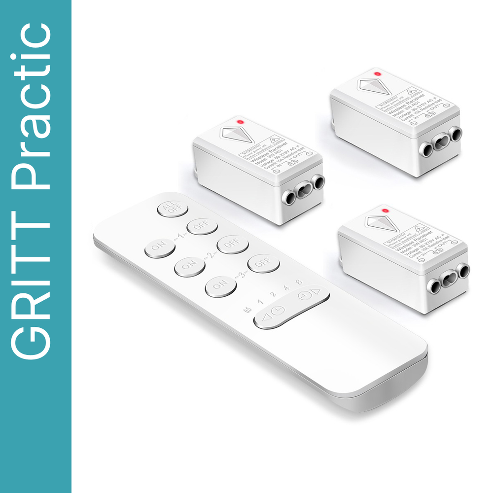 Пульт GRITT Practic 3кл. с таймером комплект: 1 пульт, 3 радиореле 1000Вт, A2403RT