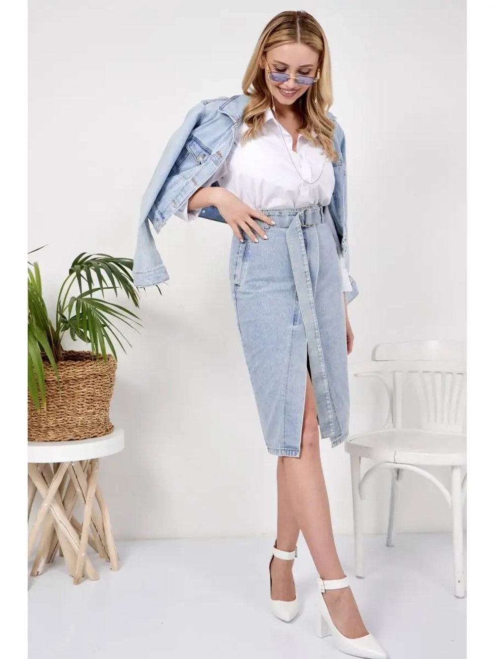 ✿ Юбка джинсовая миди с разрезом ✿