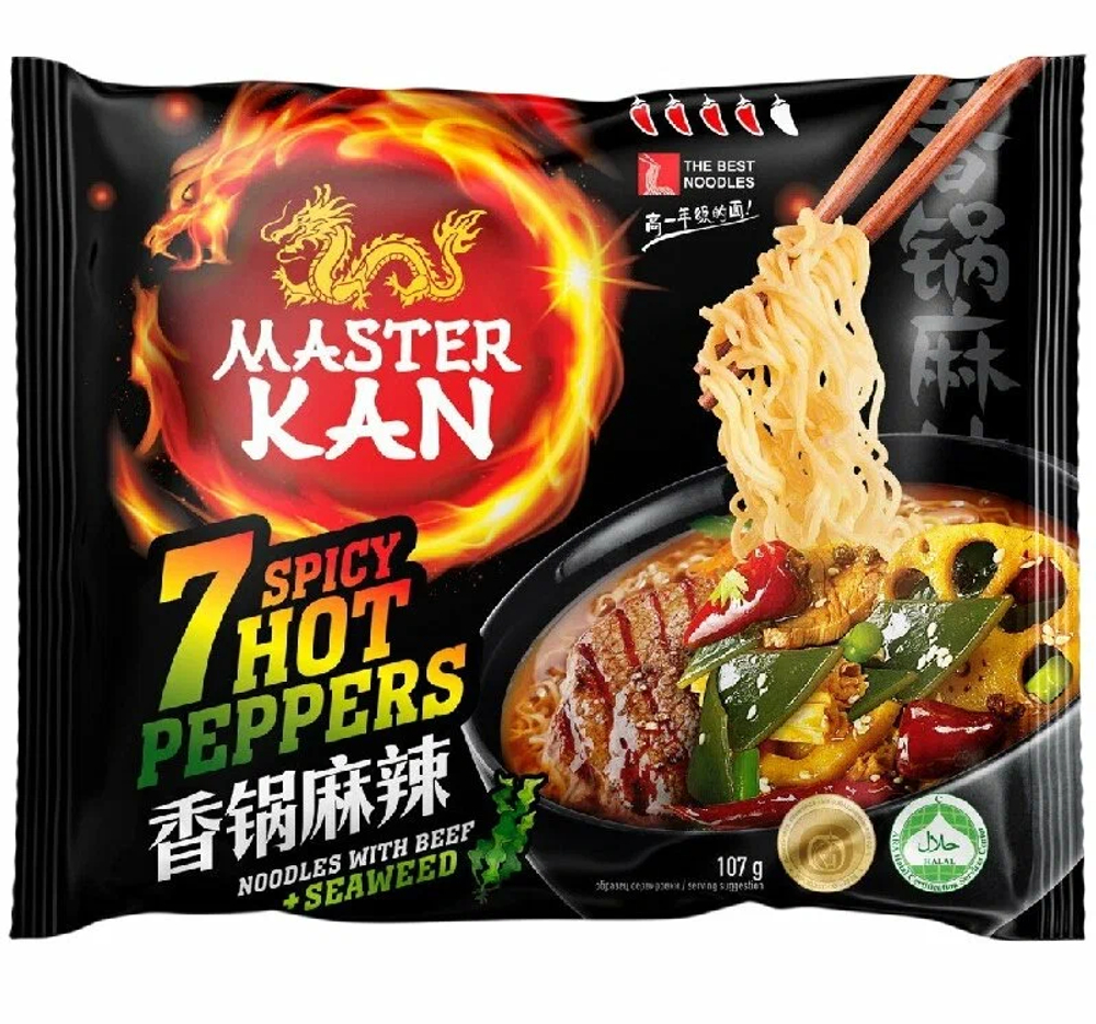 Лапша быстрого приготовления Master Kan 7 острых перцев с говядиной 107г
