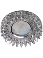 Светильник Ecola MR16 LD1661 3вт. GU5.3 Glass стекло круг с стразами гребенка подсветка, зеркало-хром 42x95 SK16RCEFB