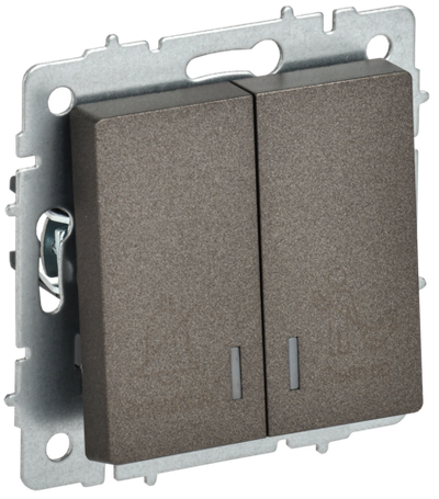 BRITE Выключатель 2-клавишный с индикацией для отелей 10А ВС10-2-9-БрТБ темная бронза IEK