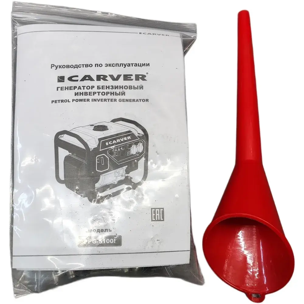 Генератор бензиновый инверторный CARVER PPG -5100I (4,2/4,5 кВт,220В, 2 розетки, USB, дисплей,объем бака 12 л) / бензогенератор / автономное снабжение для дома