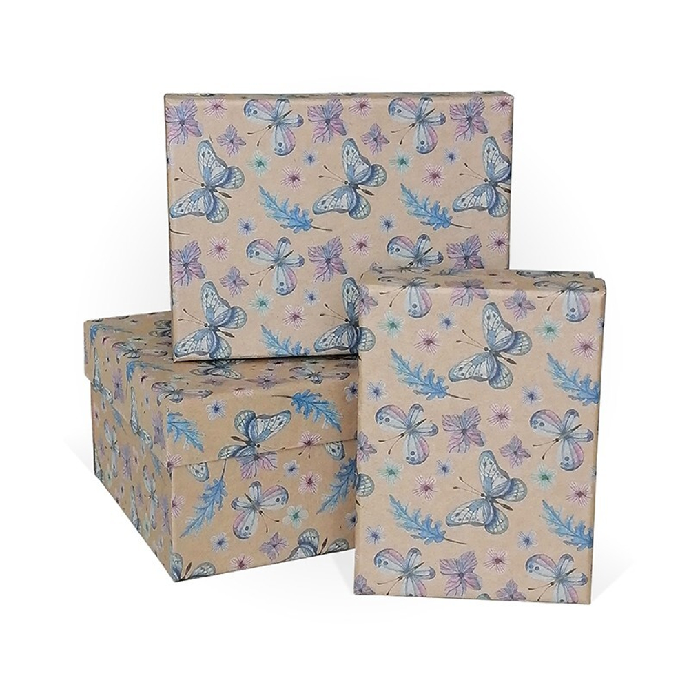 Коробка Прямоугольник 12*6,5*4 Крафт Бабочки