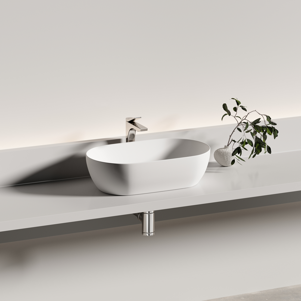 Раковина CERAMICANOVA Twist накладная овальной формы 500x300x140 белый матовый CN12001MW