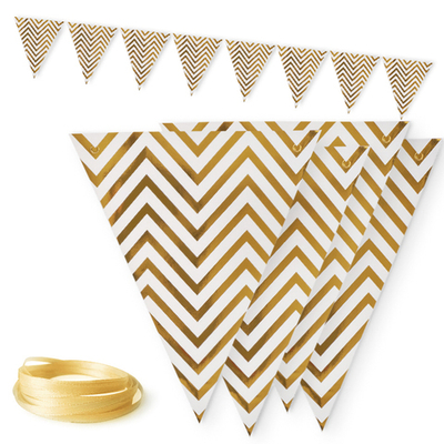 Гирлянда-флажки «Золотые зигзаги», металлик, 200 см