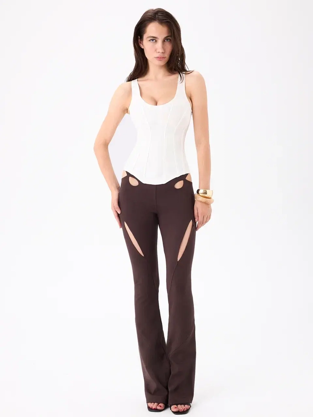 BROWN CUTOUT TROUSERS