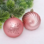 Новогодние шары «Изящные узоры» 8 см (набор 9 шт), Розовое золото