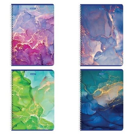 Тетрадь 96л, А4, клетка, Brauberg Marble, мелованный картон, ассорти, 1шт.