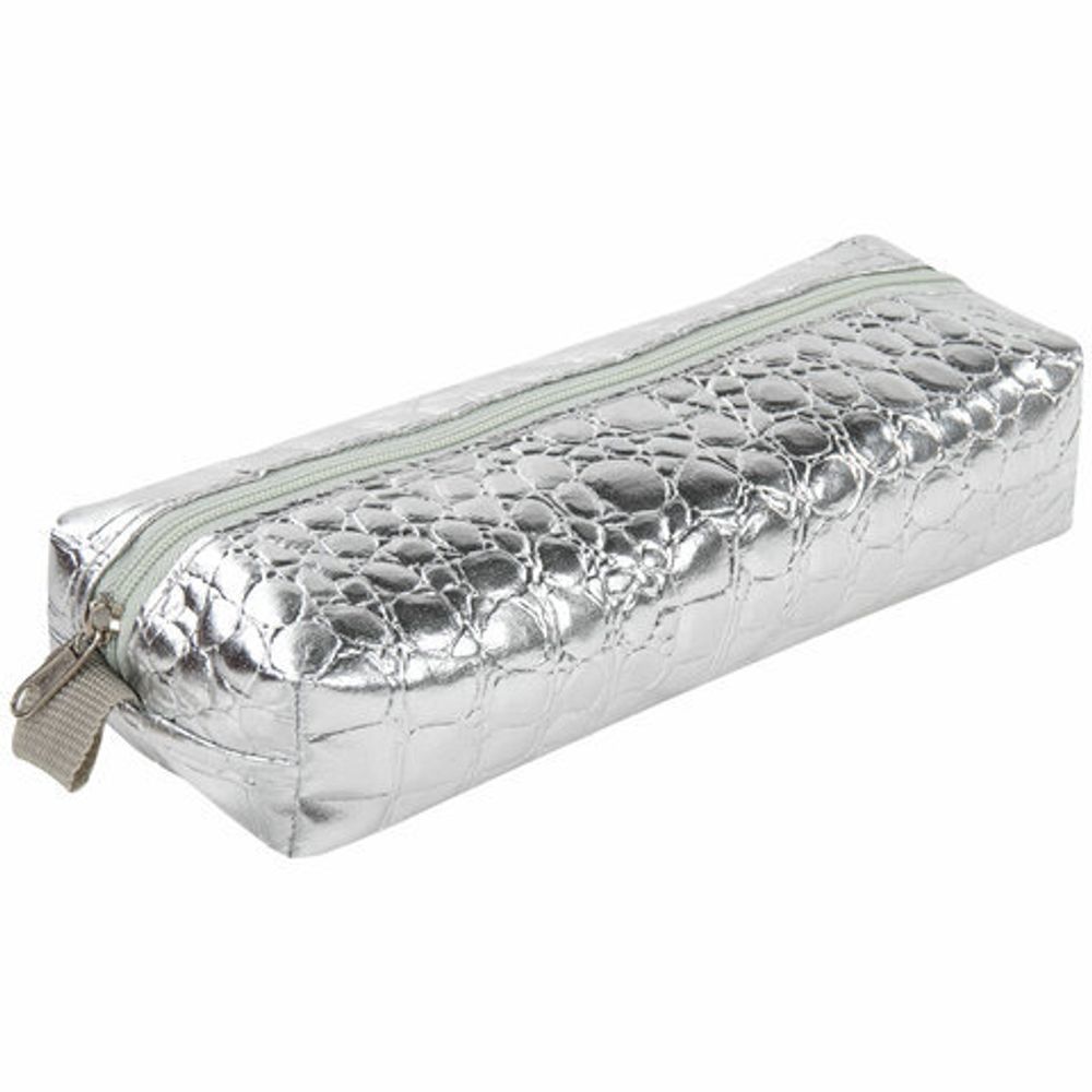 Пенал-косметичка BRAUBERG, "крокодиловая кожа", 20х6х4 см, "Ultra silver", 270851