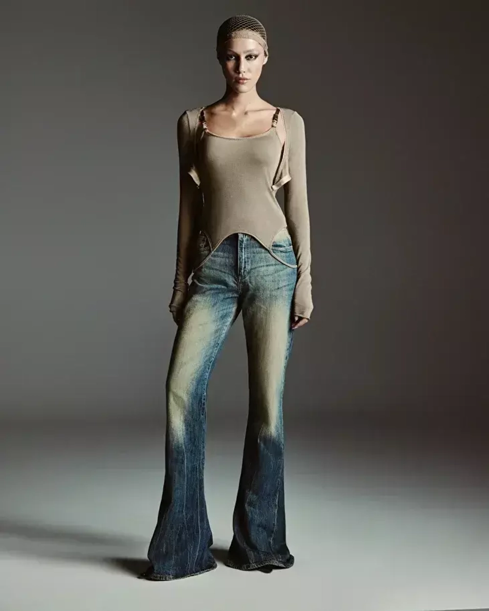 Топ вторая кожа М, Серо-Бежевый