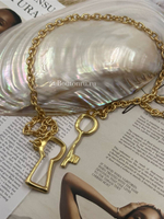 Колье цепь "Замок и ключ" матовое золото Скиап.