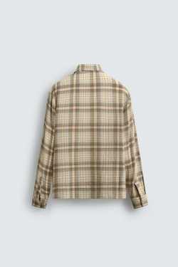 ZARА РУБАШКА RELAXED FIT В КЛЕТКУ, ПЕСОЧНЫЙ